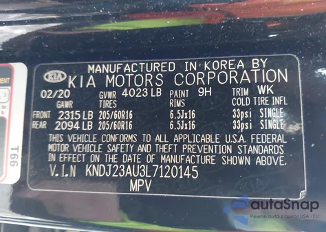 2020 Kia Soul S from USA, damaged, VIN KNDJ23AU3L7120145